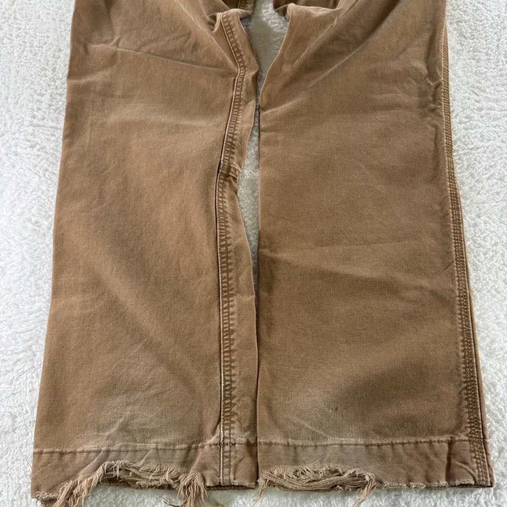 Eddie Bauer Pants Men's 34x32 Brown Canvas‎ Tan Beige Work Khaki Double Knee